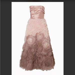 Marchesa Notte Ombre pink strapless gown tulle ballerina rosette dress plus size